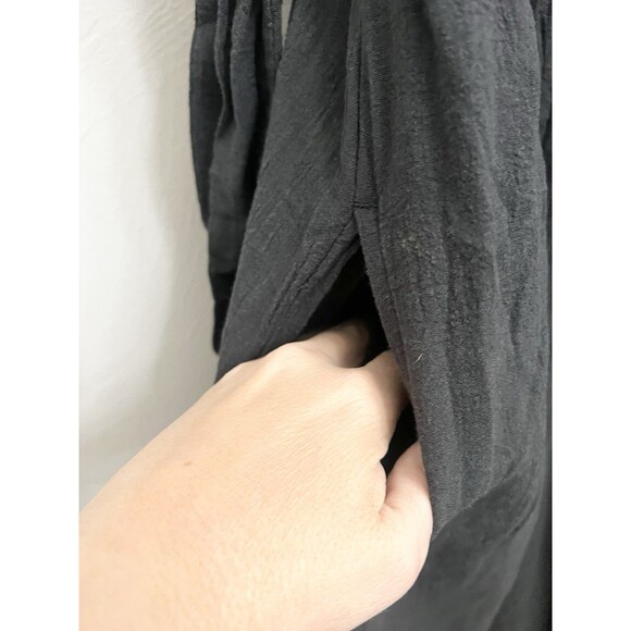 Free People La Vie Maxi Dress Tie Side Ruffle Cotton Romantic Black XS Oversized - Picture 7 of 11